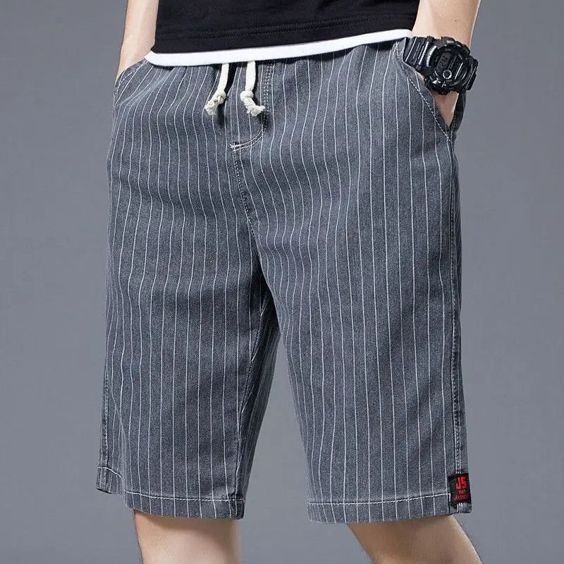 Striped Denim Shorts