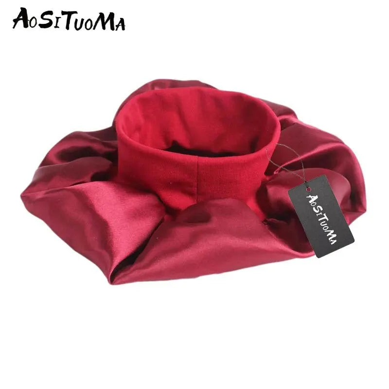 Silky Satin Hair Bonnet with Wide Elastic Band - Perfect for Sleeping, Showering, and Styling Curly and Natural Hair