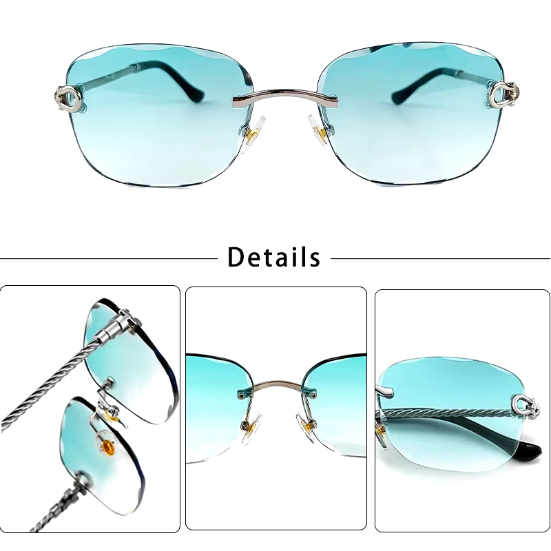 Retro Sunglasses Men Brand Designer Rimless Gradient Lens Women Sun Glasses Shades Ladies Fashion Party Eyeglasses