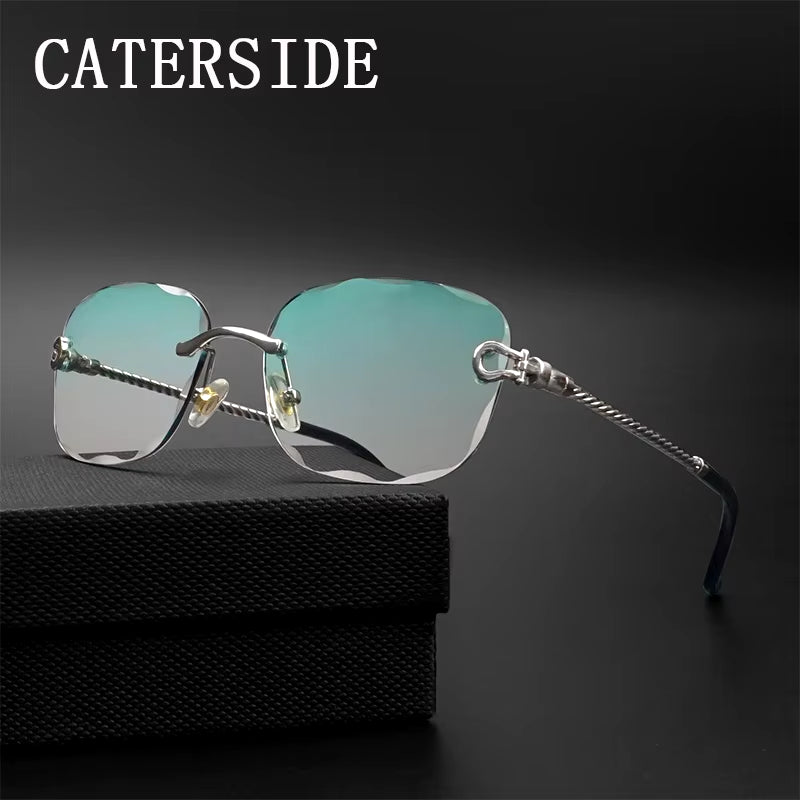 Retro Sunglasses Men Brand Designer Rimless Gradient Lens Women Sun Glasses Shades Ladies Fashion Party Eyeglasses