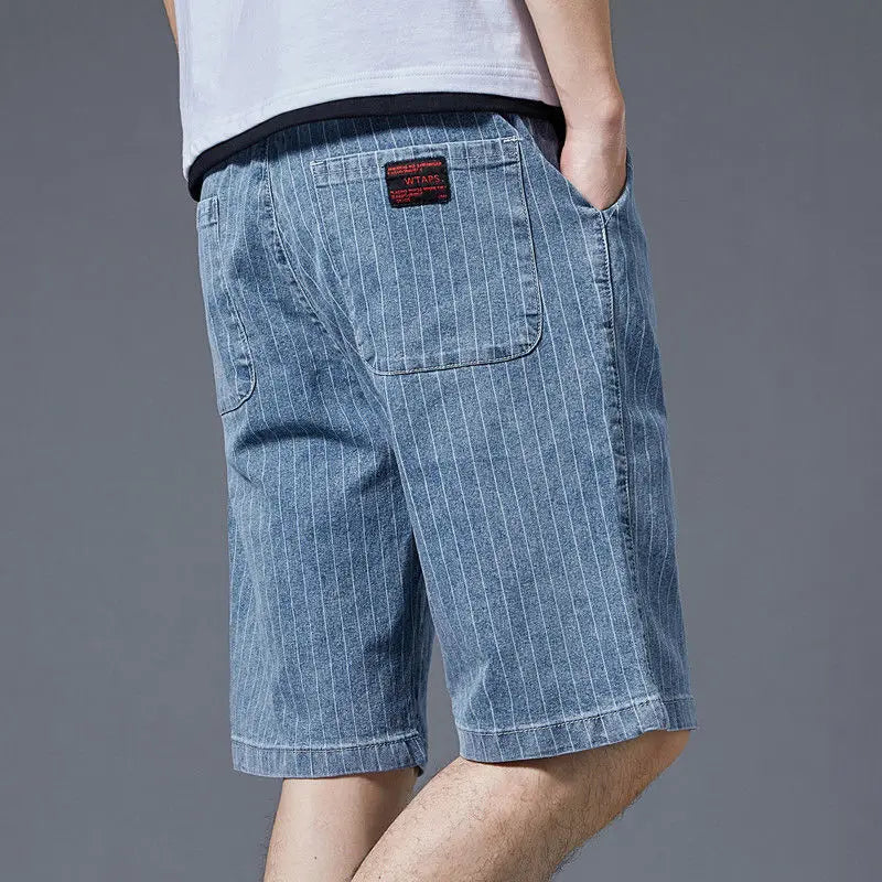 Striped Denim Shorts