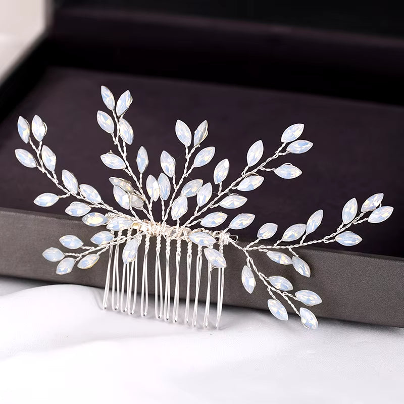 Silver Color Pearl Crystal Wedding Hair Combs Hair Accessories for Bridal Flower Headpiece Women Bride Hair Ornaments Jewelry